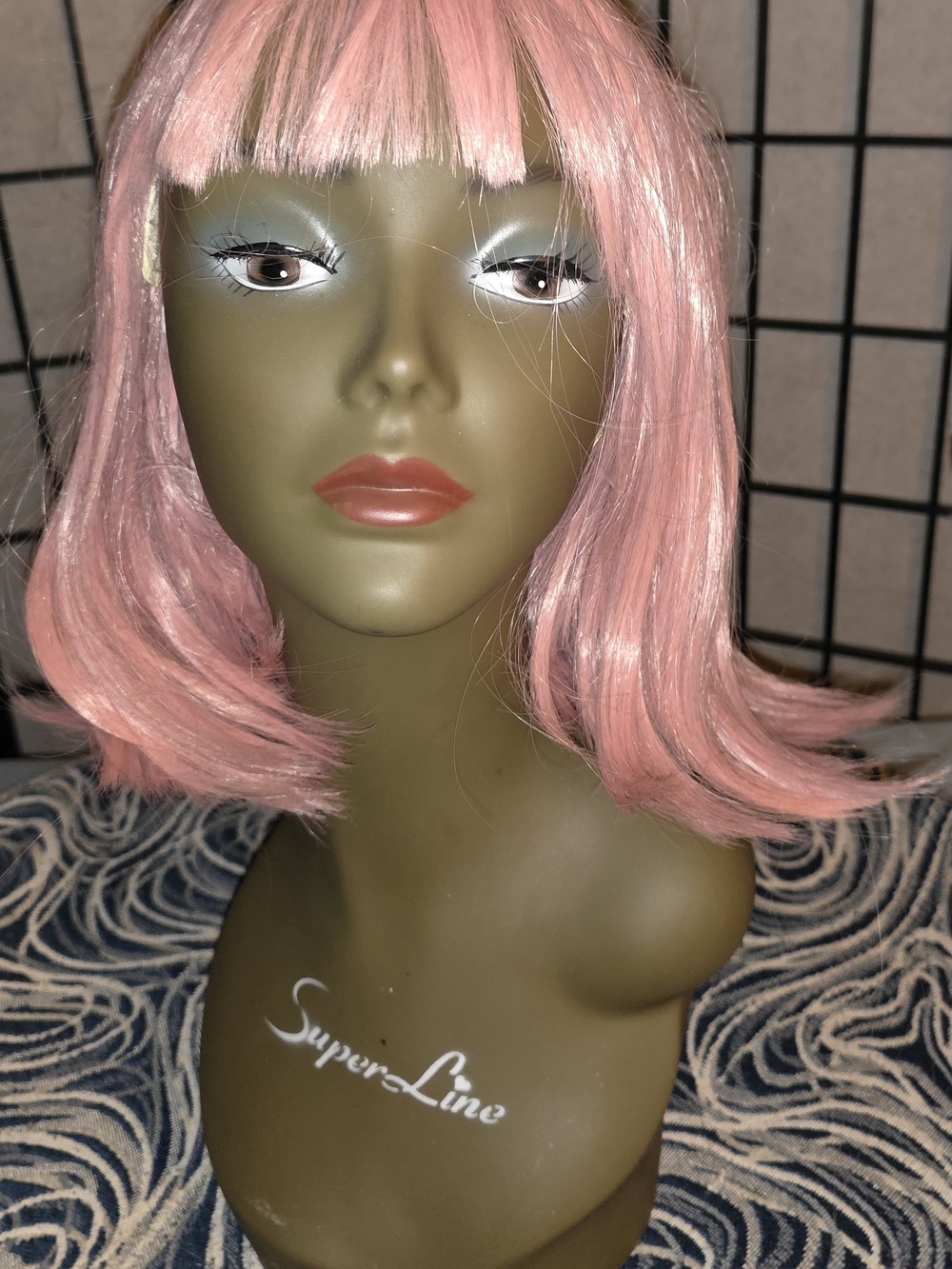 Swiking, Pink Synthetic Bob Wig with Bangs